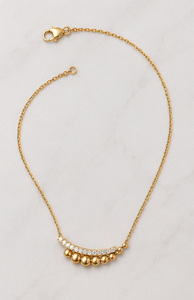 Collier pendentif en argent sterling 925 plaqué or avec perle incurvée et zircon cubique à insertion sans fin |   Collier minimaliste moderne pour femmes - Product Image 3