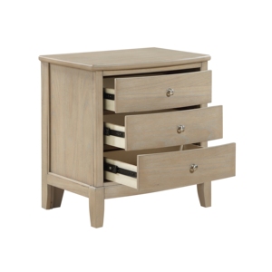 Comodino Classico in Stile Fattoria con Tre Cassetti, Finitura Beige, Mobile in Legno per Camera da Letto - Product Image 4