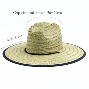Mùa Hè Tự Nhiên Mũ Rơm Hỗ Trợ Tùy Chỉnh Vá Logo In Dưới Chất Lượng Cao Nhân viên Cứu Hộ Mũ Bền Mũ Rơm Cho Bãi Biển Cho Trang Trại - Product Image 5