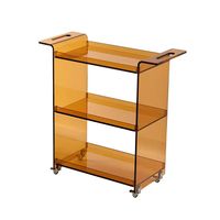 Chariot de présentation moderne et minimaliste en acrylique transparent, écologique, amovible, à 4 roues, pour l'expérience d'échantillonnage en magasin de cosmétiques