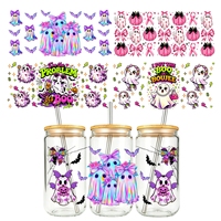 Fantôme Mignon Halloween UV DTF Wrap Imperméable Autocollant Transfert Amusants pour Tasse Verre Décoration de Fête