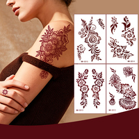 Autocollants de tatouage temporaire semi-permanent floral sans eau, à coller, imperméables pour l'art corporel