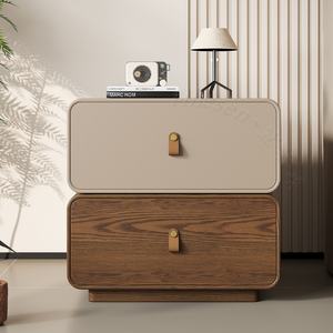 Table de chevet design italienne en bois massif Creative Cream Style Simple Modern Rotating Bedroom Storage Cabinet for Home Use - Product Image 5