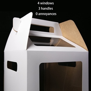 XJH Boîtes à gâteaux en papier portable <span class=keywords><strong>Jello</strong></span> blanc à 3 niveaux avec fenêtre 12x12x5 Design Prix raisonnable Boîte à gâteaux de mariage - Product Image 3