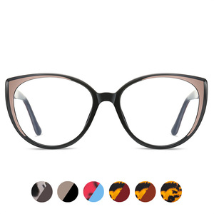 กรอบแว่นตาทรงแคทอาย รุ่น 87227 Tr90 รูปทรงวงรี ป้องกันแสงสีฟ้าจากคอมพิวเตอร์ กรอบอะซิเตทหลากสี สำหรับผู้หญิงและผู้ชาย - Product Image 3