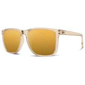 Gafas de sol polarizadas personalizadas unisex para damas Montura de PC azul/dorado/marrón de moda con logotipo en lentes TAC - Product Image 5