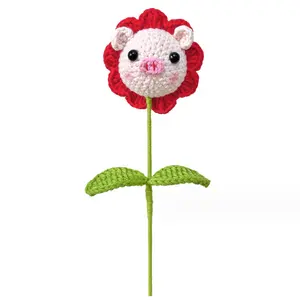 Nuovo bouquet di fiori di maiale di simulazione intrecciata a mano adorabile bouquet di fiori singoli finito fiore di peluche