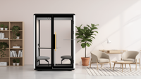 Cabine de bureau modulaire portable Comine, insonorisée, acoustique, avec verre trempé de 6 mm, pour un lieu de travail moderne, une école, un entrepôt, un hôtel