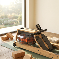 Rameur pliable en bois d'hévéa avec application Bluetooth et écran LCD, réservoir étanche pour la maison et les clubs de sport