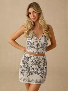 2025 Custom Casual Solid <b>Short</b> Sleeveless and Skirt Fall <b>Sets</b> <b>for</b> <b>Women</b> - Product Image 2