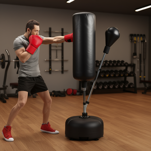 Sac de frappe autoportant réglable avec support, noir, équipement de boxe pour adultes - Product Image 2