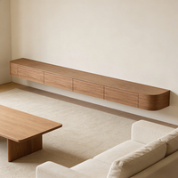 Lemari TV Kayu Walnut Hitam Solid Minimalis, Cocok untuk TV 60-64 Inch, Rak Penyimpanan Dinding, Meja TV Besar untuk Ruang Tamu