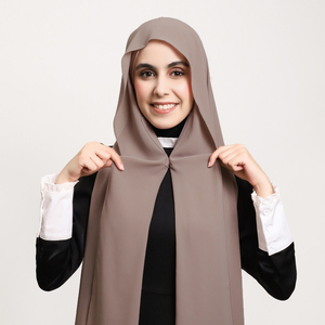 New Solid Color Fashionable Arab Muslim Chiffon Polyester Instant Hijab <strong>Scarf</strong> <strong>with</strong> Built-in <strong>Magnets</strong> Skin-Friendly for Women - Product Image 1