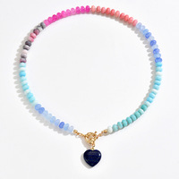 Collier pendentif cœur en pierres naturelles colorées pour femme, vente en gros, accessoires de mode, coffret cadeau, ensemble style frais