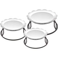 Ensemble de 3 supports élégants pour assiettes à dessert en forme de tournesol (Or/Argent/Noir) - Assiettes à gâteau en métal compatibles lave-vaisselle pour mariage