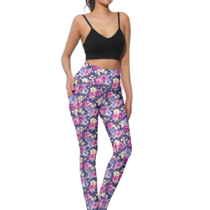 Leggings de Yoga Reversibles Transpirables de Cintura Alta con Estampado Azul Marino Oscuro, Spandex/Poliéster, Soporte, Pedido de Muestra en 7 Días - Product Image 2