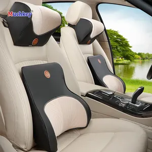 Muchkey Luxury Comfortable Memory Foam Universal Support Headrest Car Neck Pillow Waist Rest Lumbar Pillows Car Seat Cushion