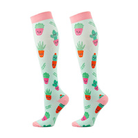 Chaussettes de compression longues à motif animal mignon, imprimées, décontractées, pour le sport, la course et le fitness, pour adultes