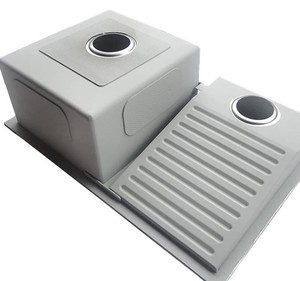Fregadero de cocina cuadrado de acero inoxidable con doble cubeta, lavadero integrado con tabla de lavado, para lavandería, hogar, apartamento, proyecto, lavabos para champú - Product Image 3