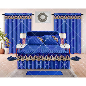 Ensemble de literie de luxe 10 pièces style américain avec jupe de lit unie et dentelle, garnissage en coton, taille King, pour usage domestique - Product Image 3
