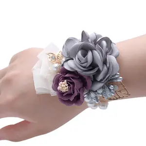 Braut Brautjungfer Blumen Armbänder Hochzeit Prom Schwestern Hand Kunststoff Handgelenk Blumen - Product Image 4