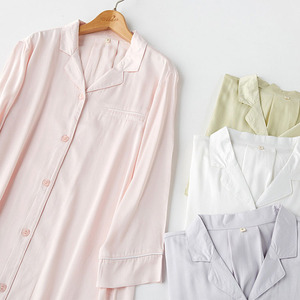 Abbigliamento da notte donna <span class=keywords><strong>taglie</strong></span> <span class=keywords><strong>forti</strong></span> <span class=keywords><strong>estivo</strong></span> camicia da notte a manica lunga stile Casual in morbido cotone un pezzo <span class=keywords><strong>pigiama</strong></span> adulto giapponese modello solido - Product Image 5