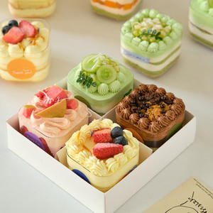 Venta al por mayor de latas personalizadas, vaso cuadrado de plástico transparente para Tartas, yogur griego, fruta, Mousse, caja para Tartas, vaso de embalaje con tapa, vasos cuadrados de plástico - Product Image 5