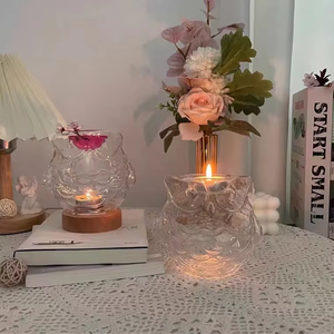 Custom Modern <strong>Owl</strong> Shaped Borosilicate Glass <strong>Candle</strong> Stick <strong>Holder</strong> for Home - Product Image 6