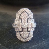 Huitan Offre Spéciale Micro Pavé Cubique Zircon Doigt Décoration Accessoires Mode Argent Plaqué Imiter Moissanite Anneau