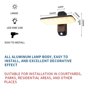 Không thấm nước Đèn tường với xoay cảm biến chuyển động LED Nhôm Cơ sở IP54 đánh giá sản xuất cho cơ thể con người cảm biến - Product Image 6