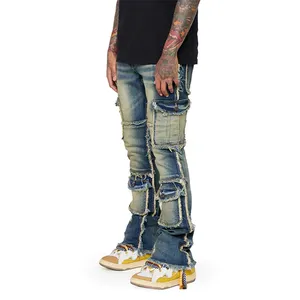 DiZNEW Custom Cargo Hochwertige benutzer definierte neue Mode Streetwear Multi Taschen gestapelte Jeans