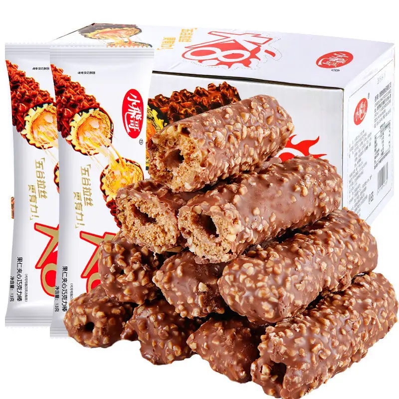 Sandwich a cinque strati caramelle al cioccolato materie prime Multiple noci noci arachidi snack dolci snack halal barretta di cioccolato fondente