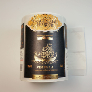 Private Packaging Die Cut Custom Logo Printing Embossed Wine Labels Sticker Rolls