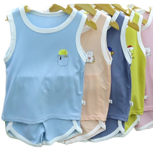 Ensembles de débardeurs d'été pour bébés garçons et filles, style décontracté, tissu en spandex respirant, séchage rapide, motif uni - Product Image 1