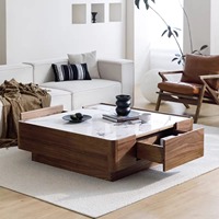 Table basse moderne de luxe en pierre frittée, sur mesure, 19 ans d'expérience, fabrication en usine, pour projets de mobilier de salon