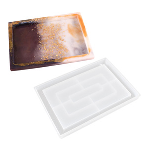 Cetakan Resin Silikon DIY untuk Baki Penyimpanan Meja Persegi Panjang, Cetakan Silikon Cermin - Product Image 5