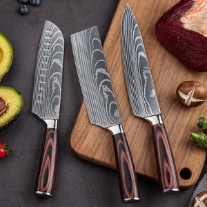 Offre Spéciale : Ensemble de Couteaux de Cuisine en Acier Damas avec Lame Laser et Manche en Bois Pakka - Product Image 4