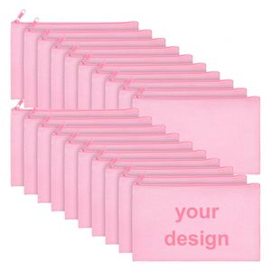 <b>Hot</b> Sales <b>Pink</b> Cotton Zipper Makeup Cosmetic <b>Bags</b> Multi-Purpose Canvas Stationery Pouch With Your Logo Design - Product Image 1