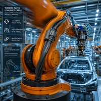 Kabel Ethernet Cat6A Tahan Torsi untuk Lengan Robot 6-Axis dengan Konektor RJ45 Industri Berperingkat IP68 Panjang Dapat Disesuaikan