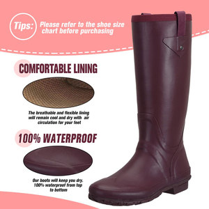 YL-25142 không thấm nước đầu gối-cao su tự nhiên Wellington khởi động cho phụ nữ làm vườn & Ngoài trời-thoải mái đệm đế (ODM/OEM) - Product Image 4