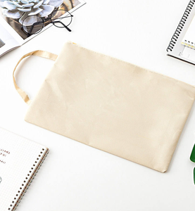 Canvas Zipper <b>File</b> Bag Large Capacity Student School Handbag Customized Logo Printed <b>File</b> <b>Storage</b> Bag Shopping Bag - Product Image 5