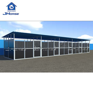 Panel HDPE galvanis portabel, pintu kios kuda portabel Panel stabil tempat tinggal sementara luar ruangan stabil dengan atap - Product Image 2