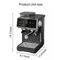 Machine à café intelligente professionnelle pour usage commercial, pression de la pompe 20 bars, écran tactile couleur programmable, mousseur à lait, capacité de 4 tasses