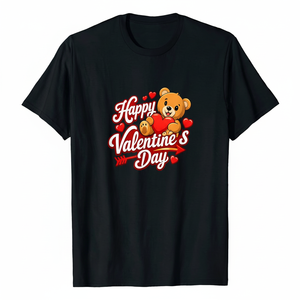 T-shirt da uomo per San Valentino, simpatica maglietta da fidanzata, manica corta, 100% cotone, vestibilità regolare, girocollo, stampa casual a fumetti - Product Image 1