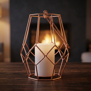 AK Brass Nordic Modern Copper Wire Basket Geometrical Design <b>Tealight</b> <b>Candle</b> <b>Holder</b> For Home Decoration - Product Image 2