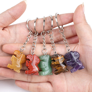 Llavero con Colgante de Caballo Pequeño y Lindo de Cristal de Ágata de <span class=keywords><strong>Jade</strong></span> Natural con Anillo de Aleación para Coche, Bolso, Llaves, Adorno Colgante, Decoración, Regalo - Product Image 1