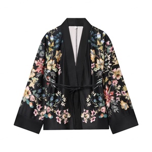 Women's Floral Logo Belt Woven Eco-Friendly Anti-Wrinkle Casual Coat 2026 Spring New Fashionable Versatile Pullover Polyester - Product Image 1
