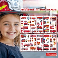 Paquet de 10 tatouages corporels temporaires non toxiques pour enfants mignon dessin animé coloré voiture de course camion Train feu visage autocollants couleur blanche