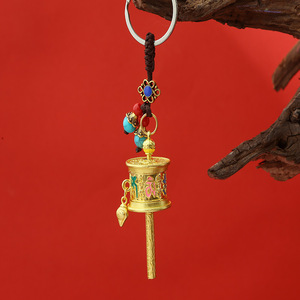 Tây Tạng-phong cách Sutra Con lăn Sáu-Nhân vật sự thật xe Túi Mặt dây chuyền <span class=keywords><strong>Keychain</strong></span> nhà máy sản xuất đồ trang sức bán buôn - Product Image 2