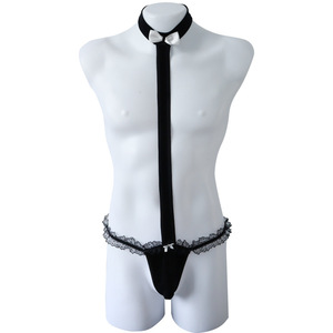 Lencería para Hombre, Cross-dressing, <span class=keywords><strong>Sexy</strong></span>, Ropa Interior con Diseño Envolvente para el Pene, Cuello de Encaje, Uniforme de Hombre Fuerte - Product Image 4